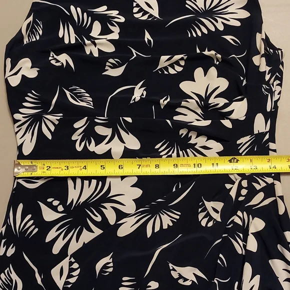 Lauren Ralph Lauren Dress Navy Blue and White Sleeveless Sheath - Picture 9 of 10